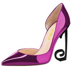 FSJ Comfort Pointed Toe Pumps for Women Black High